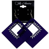 Purple & Silver-Tone Colored Acrylic Dangle-Earrings #LQE4195