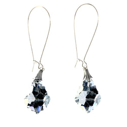 Silver-Tone Metal Dangle-Earrings With Crystal Accents #LQE4197