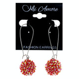 AB Finish Dangle-Earrings With Crystal Accents Red & Yellow Colored #LQE4199