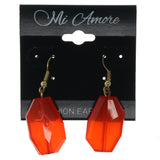 Gold-Tone Metal Dangle-Earrings With Red Crystal Accents