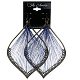 Silver-Tone & Blue Colored Metal Dangle-Earrings #LQE4200