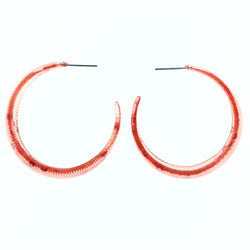 Lace Sequins Dangle-Earrings Red & Clear Colored #LQE4201