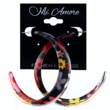 Flower Dangle-Earrings Colorful & Black Colored #LQE4205