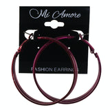 Red & Purple Colored Metal Hoop-Earrings #LQE4214