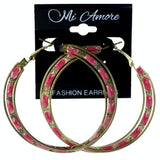 Star Hoop-Earrings With Bead Accents Pink & Gold-Tone Colored #LQE4232