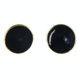 Black & Gold-Tone Colored Metal Stud-Earrings #LQE4236