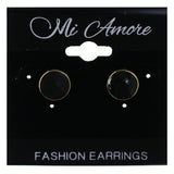 Black & Gold-Tone Colored Metal Stud-Earrings #LQE4236