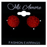 Flower Stud-Earrings Red Color  #LQE4239