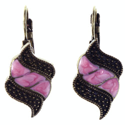 Gold-Tone & Pink Colored Metal Dangle-Earrings #LQE4250