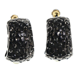 Textured Stud-Earrings Black & Silver-Tone Colored #LQE4255