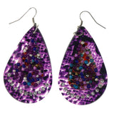 Purple & Multi Colored Acrylic Dangle-Earrings With Bead Accents #LQE4256