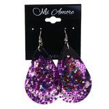 Purple & Multi Colored Acrylic Dangle-Earrings With Bead Accents #LQE4256