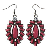 Pink & Silver-Tone Colored Metal Dangle-Earrings With Crystal Accents #LQE4257