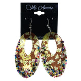 Flower Dangle-Earrings With Bead Accents Brown & Multi Colored #LQE4262