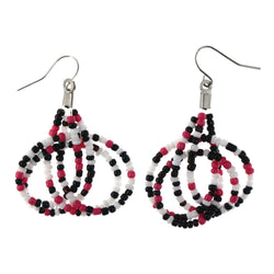 Pink & Multi Colored Acrylic Dangle-Earrings With Bead Accents #LQE4266