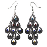 Silver-Tone & Multi Metal Chandelier-Earrings Crystal Accents