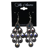 Silver-Tone & Multi Metal Chandelier-Earrings Crystal Accents