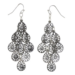 Silver-Tone Metal Chandelier-Earrings With Crystal Accents #LQE4273