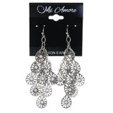 Silver-Tone Metal Chandelier-Earrings With Crystal Accents #LQE4273