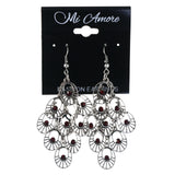 Silver-Tone & Red Metal Chandelier-Earrings Crystal Accents #LQE4274