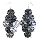 Textured Snake Skin Chandelier-Earrings Purple & Silver-Tone Colored #LQE4275