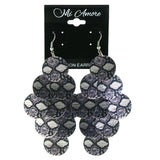 Textured Snake Skin Chandelier-Earrings Purple & Silver-Tone Colored #LQE4275