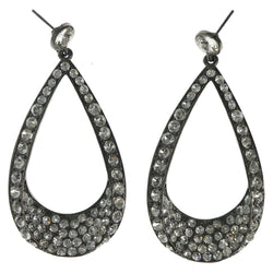 Silver-Tone Metal Dangle-Earrings With Crystal Accents