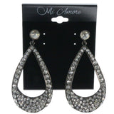 Silver-Tone Metal Dangle-Earrings With Crystal Accents