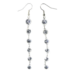 Silver-Tone Metal Dangle-Earrings With Crystal Accents #LQE4283