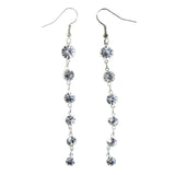 Silver-Tone Metal Dangle-Earrings With Crystal Accents #LQE4283