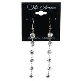 Silver-Tone Metal Dangle-Earrings With Crystal Accents #LQE4283