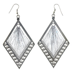 String Art Dangle-Earrings Silver-Tone Color  #LQE4285