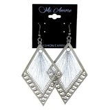 String Art Dangle-Earrings Silver-Tone Color  #LQE4285