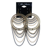 Gold-Tone & Black Colored Metal Dangle-Earrings