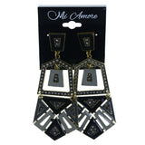 Gray & Gold-Tone Metal -Dangle-Earrings Crystal Accents #LQE4289