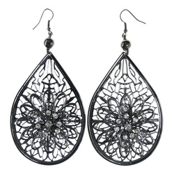 Flower Dangle-Earrings With Crystal Accents  Silver-Tone Color #LQE4290