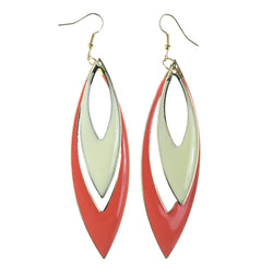 Pink & White Colored Metal Dangle-Earrings #LQE4298