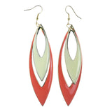 Pink & White Colored Metal Dangle-Earrings #LQE4298