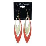 Pink & White Colored Metal Dangle-Earrings #LQE4298