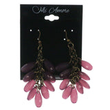 Gold-Tone Metal -Dangle-Earrings With Purple Crystal Accents