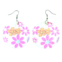 Flower Dangle-Earrings Pink & White Colored #LQE4303