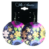 Flower Dangle-Earrings Black & Multi Colored #LQE4305