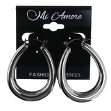 Silver-Tone Acrylic Hoop-Earrings #LQE4306