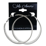 Silver-Tone Metal Hoop-Earrings #LQE4308