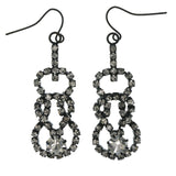 Black & Silver-Tone Metal -Dangle-Earrings Crystal Accents