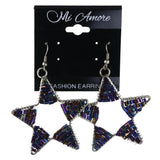 AB Finish Star Dangle-Earrings Bead Accents Purple & Silver-Tone