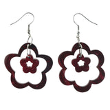 Flower Dangle-Earrings Red Color  #LQE4316