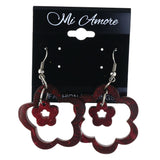 Flower Dangle-Earrings Red Color  #LQE4316