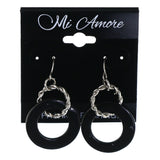 Black & Silver-Tone Colored Metal Dangle-Earrings #LQE4317