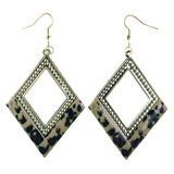 Cheetah Print Dangle-Earrings Gold-Tone & Black Colored #LQE4325